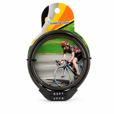 Guangyue 4-Digit Bicycle Combination Cable Lock – Black