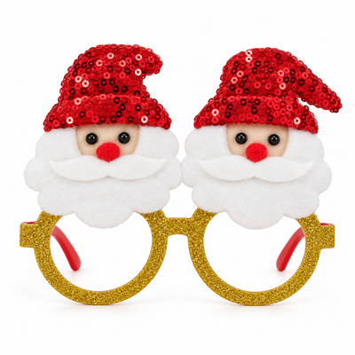 Christmas Santa Novelty Glasses – Gold Glitter | Mr Panda