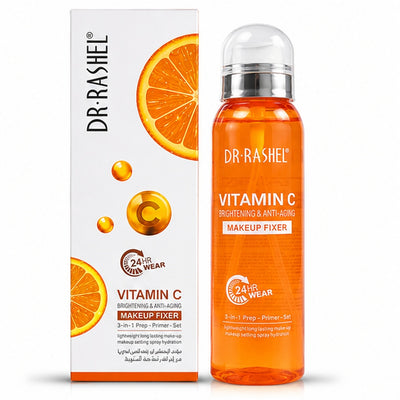 DR.RASHEL Vitamin C Brightening & Anti-Aging Makeup Fixer – 3-in-1 Prep, Prime & Set