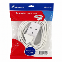 Alphaview AL-A2-10M 10m Extension Cord with 2 South African 3-Pin Sockets – Heavy Duty Power Extension Cable