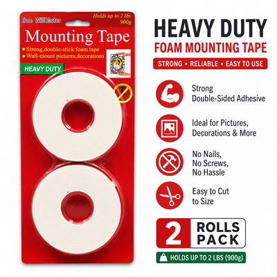 Heavy Duty Double-Sided Foam Mounting Tape (2 Pack)