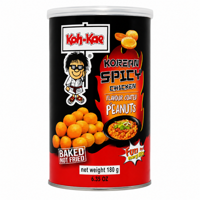 Koh-Kae Korean Spicy Chicken Flavour Coated Peanuts 180g | Baked Not Fried Snack