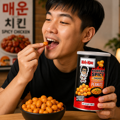 Koh-Kae Korean Spicy Chicken Flavour Coated Peanuts 180g | Baked Not Fried Snack