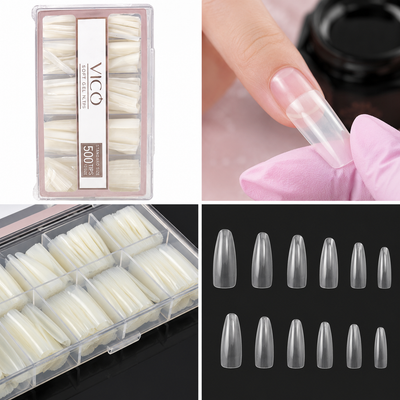 VICO Soft Gel Nail Tips – 500 Piece Professional Nail Extension Kit
