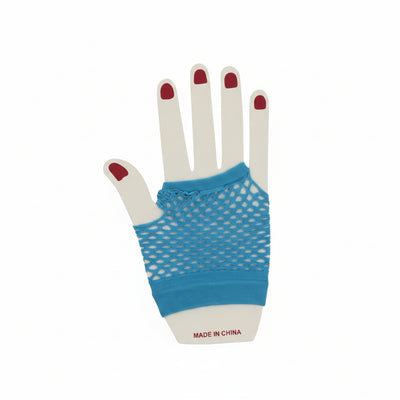 Neon Pink Short Fingerless Fishnet Gloves