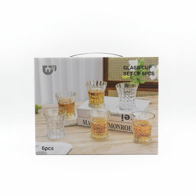 Diamond-Cut Textured Glass Cup Set 6-Piece