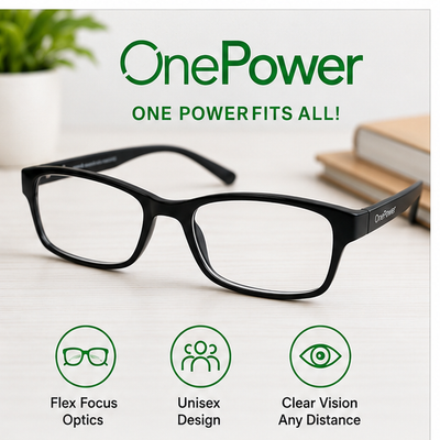 OnePower Adjustable Focus Reading Glasses – Unisex