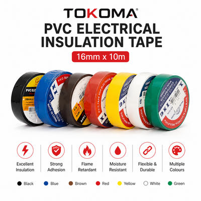 PVC Electrical Insulation Tape – Assorted Colours (16mm x 10m)