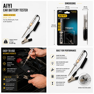 AIYI Car Battery Tester – 6V / 12V / 24V