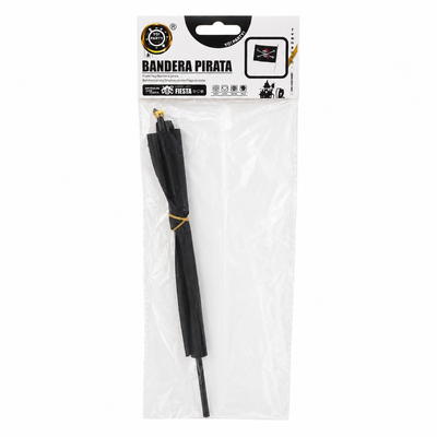 Pirate Flag on Stick – Black Skull and Crossbones Party Decoration