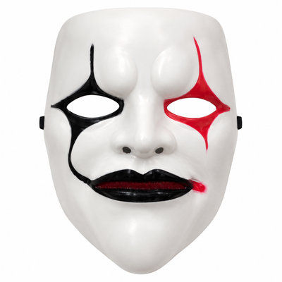 Scary Clown Horror Face Mask – White, Black & Red
