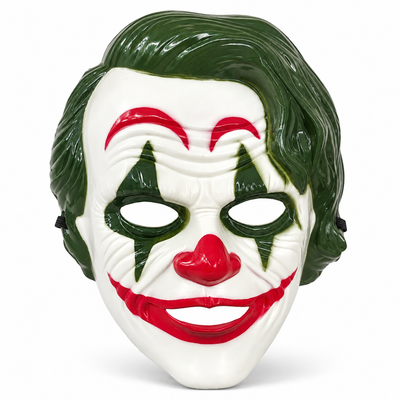 Scary Clown Face Costume Mask – Green, White & Red