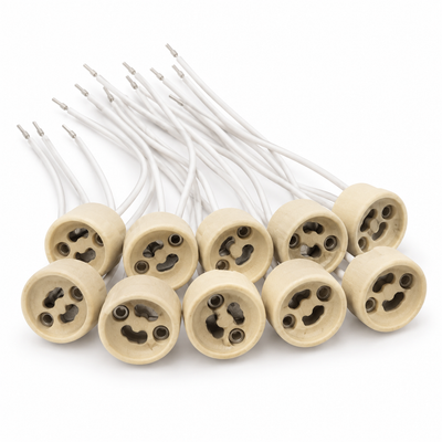 GU10 Ceramic Lamp Holders with Wires – 10 Pack
