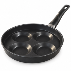 25cm 4-Hole Egg & Mini Pancake Frying Pan – Black