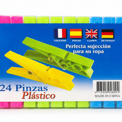 24-Piece Plastic Clothes Peg Set – Assorted Colours