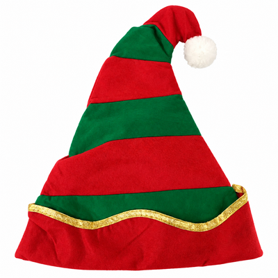 Red and Green Christmas Hat with Gold Trim | Mr Panda