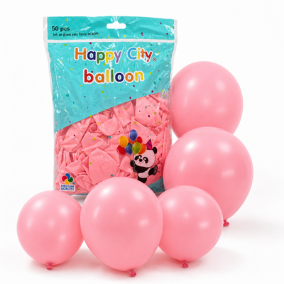 Happy City Pink Latex Balloons – 50 Piece Party Pack