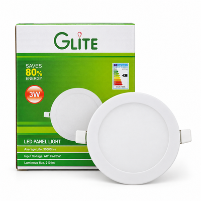 GLITE 3W Round Recessed LED Panel Light 6500K