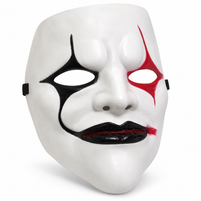 Scary Clown Horror Face Mask – White, Black & Red