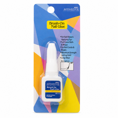 AOYASIYUE Brush-On Nail Glue 10g for Tips & Repairs