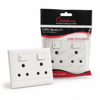 Condere Double Wall Socket with Switches – 16A 250V