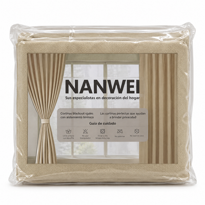 NANWEI Beige Blackout Eyelet Curtain | Mr Panda