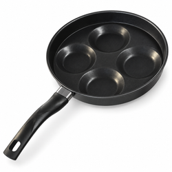 25cm 4-Hole Egg & Mini Pancake Frying Pan – Black