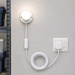 10m Plug-In B22 Lamp Holder Extension Cord with Inline Switch – White