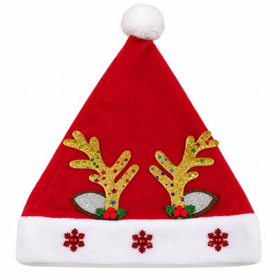 Christmas Santa Hat with Reindeer Antlers | Mr Panda