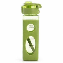 650ml Portable Square Water Bottle with Carry Strap – Green