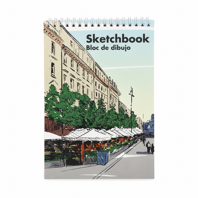 Spiral-Bound Sketchbook with City Scene Cover