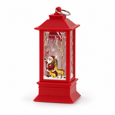 Red Christmas LED Lantern – Santa & Reindeer | Mr Panda