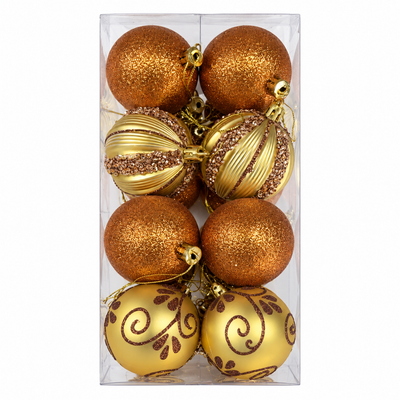 Gold & Bronze Christmas Bauble Ornament Set | Mr Panda