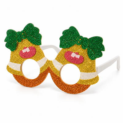 Christmas Bell Glitter Novelty Glasses | Mr Panda