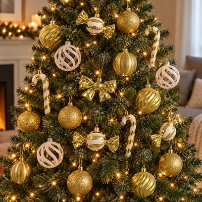 Gold & White Christmas Tree Ornament Set | Mr Panda