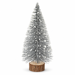 15 cm Glitter Christmas Tree with Wooden Base | 3 Colours