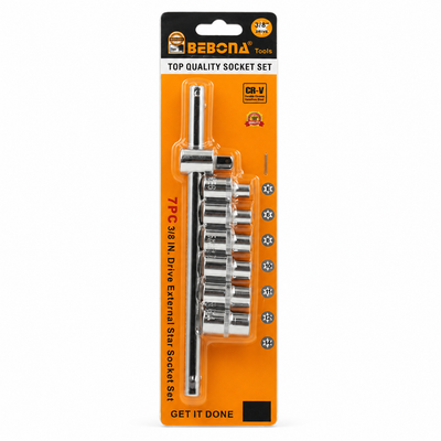 BEBONA 7-Piece 3/8-Inch External Star Socket Set