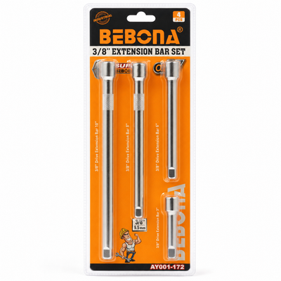 BEBONA 4-Piece 3/8-Inch Extension Bar Set