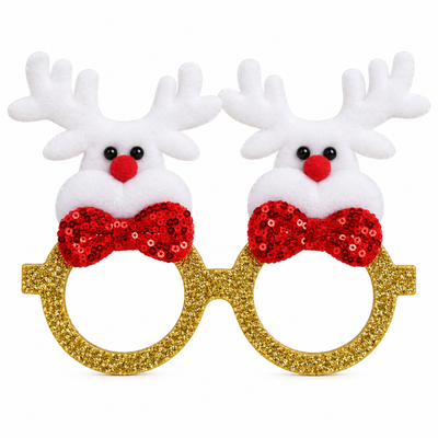 Christmas Reindeer Glitter Novelty Glasses | Mr Panda