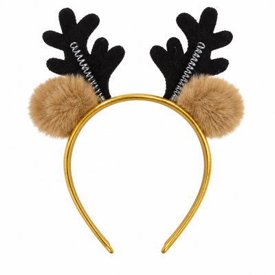 Christmas Reindeer Antler Headband – Gold Band | Mr Panda