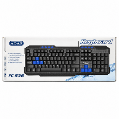 AOAS FC-536 Wired USB Keyboard Black & Blue | Mr Panda