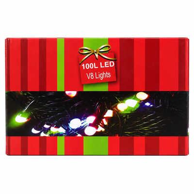 100 LED V8 Cool White Christmas Lights | MrPanda