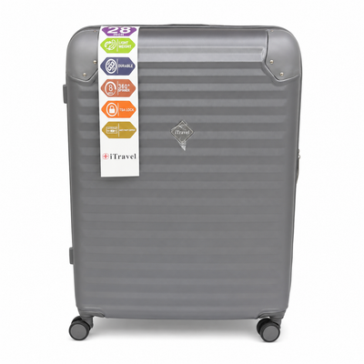 iTravel 28-Inch Hard-Shell Suitcase Grey | MrPanda