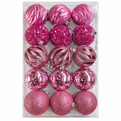Pink Christmas Baubles Set of 15 | Mr Panda