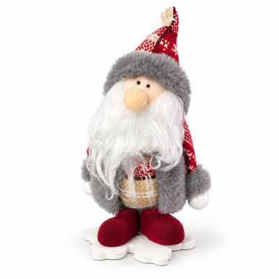 Mini Santa Claus Standing Decoration – Grey & Red