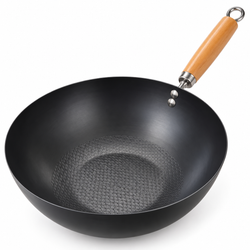 28cm Iron Wok with Wooden Handle | MrPanda