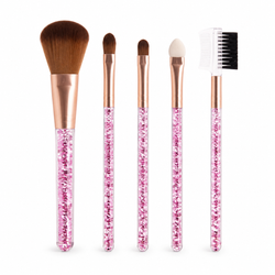 5-Piece Pink Glitter Makeup Brush Set
