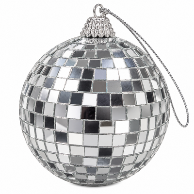 Silver Mirror Disco Ball Decorations Set of 4 | Mr Panda