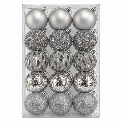 Silver Christmas Baubles Set of 15 | Mr Panda