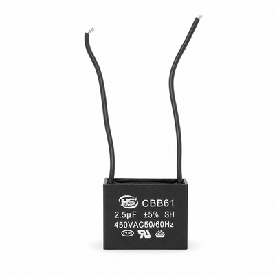 CBB61 2.5µF 450VAC Motor Run Capacitor with Wire Leads
